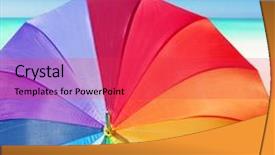  Presentation with beach rainbow - Colorful slide deck enhanced with colorful rainbow umbrella backdrop and a red colored foreground