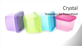  Presentation with plastic containers - Presentation theme having colorful rectangular shape plastic containers background and a white colored foreground