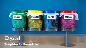  Presentation with recycle - PPT theme enhanced with colorful recycle bins background and a gray colored foreground