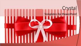  Presentation with red bow - Beautiful PPT theme featuring colorful red gift with bow backdrop and a coral colored foreground