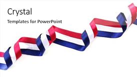  Presentation with red white blue - Slide set having colorful ribbons isolated on white background and a  colored foreground