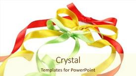  Presentation with colorful - Colorful presentation theme enhanced with colorful ribbons isolated on white backdrop and a cream colored foreground