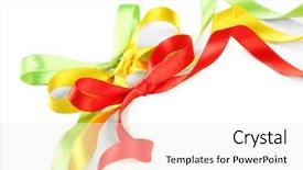  Presentation with colorful - Audience pleasing PPT layouts consisting of colorful ribbons isolated on white backdrop and a sky blue colored foreground