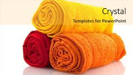  Presentation with yellow orange - Presentation theme with colorful rolled towels in yellow background and a yellow colored foreground