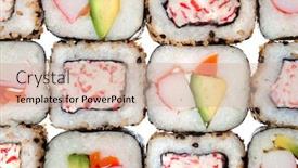  Presentation with california - Cool new PPT theme with colorful-rolls-of-sushi-including backdrop and a soft green colored foreground