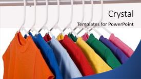  Presentation with t shirts - Slides with colorful row t-shirts hanging background and a lemonade colored foreground