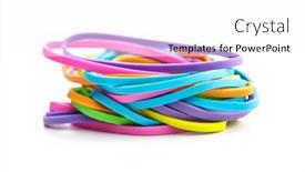  Presentation with rubber - Presentation theme with colorful-rubber-bands-isolated background and a white colored foreground