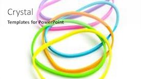  Presentation with rubber - PPT theme featuring colorful-rubber-bands-isolated background and a white colored foreground