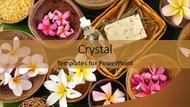  Presentation with salt - Audience pleasing slides consisting of colorful salt and colorful frangipani backdrop and a gold colored foreground