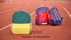  Presentation with playground - Presentation theme with colorful-schoolbags-in-the-school background and a red colored foreground