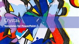  Presentation with graffiti - Audience pleasing PPT theme consisting of doodle modern red - colorful segment of a graffiti backdrop and a cobalt blue colored foreground