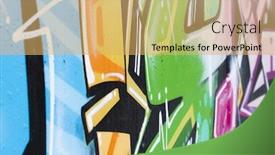  Presentation with graffiti - PPT theme consisting of atistic skating - colorful segment of a graffiti background and a yellow colored foreground