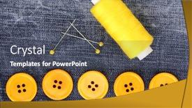  Presentation with sewing - Cool new slides with colorful sewing buttons with thread on jeans closeup backdrop and a dark gray colored foreground