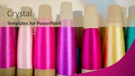  Presentation with textile - Slides having colorful-sewing-threads-for-homemade background and a soft green colored foreground
