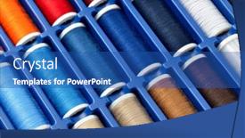  Presentation with sewing - PPT theme with textile industry - colorful sewing threads isolated background and a ocean colored foreground