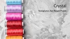  Presentation with sewing - Presentation theme having colorful sewing threads on grey background and a light gray colored foreground