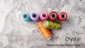  Presentation with sewing - Audience pleasing presentation consisting of colorful sewing threads on grey backdrop and a coral colored foreground