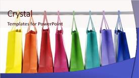  Presentation with colorful - Presentation theme consisting of colorful shopping bags on white background and a sky blue colored foreground