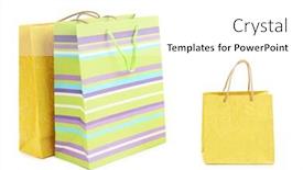  Presentation with shopping - Amazing presentation design having new idea yellow blue color - colorful shopping paper bags isolated backdrop and a white colored foreground