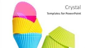  Presentation with baking - Colorful presentation enhanced with colorful silicone baking cups isolated on white background backdrop and a white colored foreground