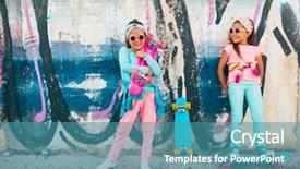  Presentation with old style - Beautiful PPT layouts featuring colorful skateboard against graffiti backdrop and a teal colored foreground