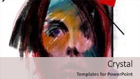  Presentation with fancy - Beautiful PPT theme featuring colorful sketch design of a young fancy woman backdrop and a soft green colored foreground