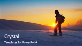  Presentation with couples hiking the mountains - Amazing theme having colorful sky with bright sun backdrop and a  colored foreground