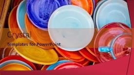  Presentation with ceramic - Presentation design with colorful-small-dishes-in-ceramic background and a  colored foreground