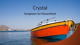  Presentation with sea fishing - Amazing presentation theme having colorful small fishing boat on a sea backdrop and a teal colored foreground
