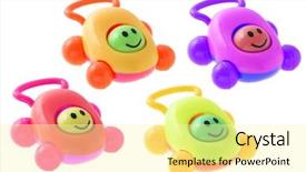  Presentation with cars - Amazing slides having colorful smiley baby rattle cars backdrop and a blonde colored foreground