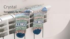  Presentation with socks - PPT theme featuring colorful socks are being dry on the radiator background and a lemonade colored foreground