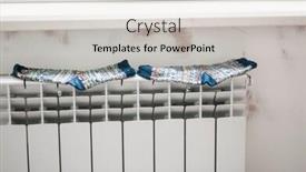  Presentation with socks - Cool new PPT layouts with colorful socks are being dry on the radiator backdrop and a lemonade colored foreground