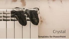  Presentation with socks - Slide deck enhanced with colorful socks are being dry on the radiator background and a soft green colored foreground