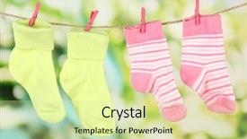  Presentation with socks - Amazing presentation theme having colorful socks hanging on clothesline on bright background backdrop and a blonde colored foreground