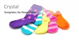  Presentation with socks - Cool new theme with colorful socks isolated on white background backdrop and a white colored foreground