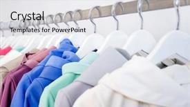  Presentation with fashion - Cool new PPT layouts with colorful softshell coats on rack backdrop and a white colored foreground