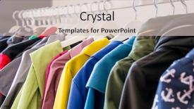  Presentation with coats - Amazing slide set having colorful softshell coats on rack backdrop and a soft green colored foreground