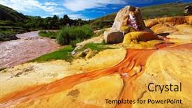  Presentation with soil - Presentation theme with colorful soil of analavory geysers background and a gold colored foreground