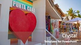  Presentation with republic dominican - Cool new presentation theme with colorful souvenirs in punta cana backdrop and a violet colored foreground