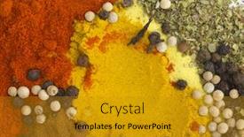  Presentation with spices - Theme having colorful-spices-apstract-background background and a gold colored foreground