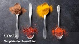  Presentation with spices - Cool new PPT theme with colorful spices in spoons top view backdrop and a dark gray colored foreground
