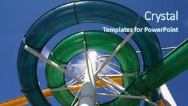  Presentation with water park - Presentation design with colorful spiral of water slide background and a ocean colored foreground