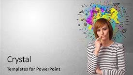  Presentation with crown - Colorful presentation theme enhanced with colorful splash above the head backdrop and a  colored foreground