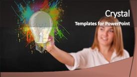  Presentation with bulb brain - Presentation theme consisting of colorful splashes on white background and a  colored foreground