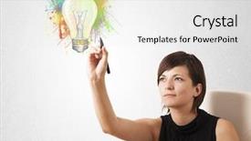  Presentation with bulb brain - Audience pleasing PPT theme consisting of colorful splashes on white backdrop and a  colored foreground