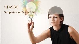  Presentation with bulb brain - Cool new PPT theme with colorful splashes on white backdrop and a  colored foreground