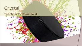  Presentation with puck - Slide set with colorful splashing with hockey puck isolated on white background and a soft green colored foreground