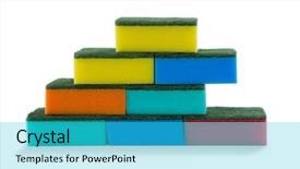  Presentation with sponges - Slide set enhanced with colorful sponges against white background background and a cyan colored foreground