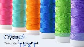  Presentation with thread - Slide deck consisting of colorful spools of thread background and a light blue colored foreground