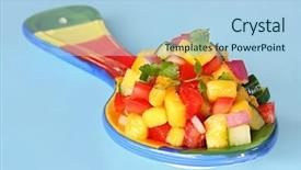  Presentation with mango - Beautiful theme featuring mango salsa with cilantro blue backdrop and a light blue colored foreground